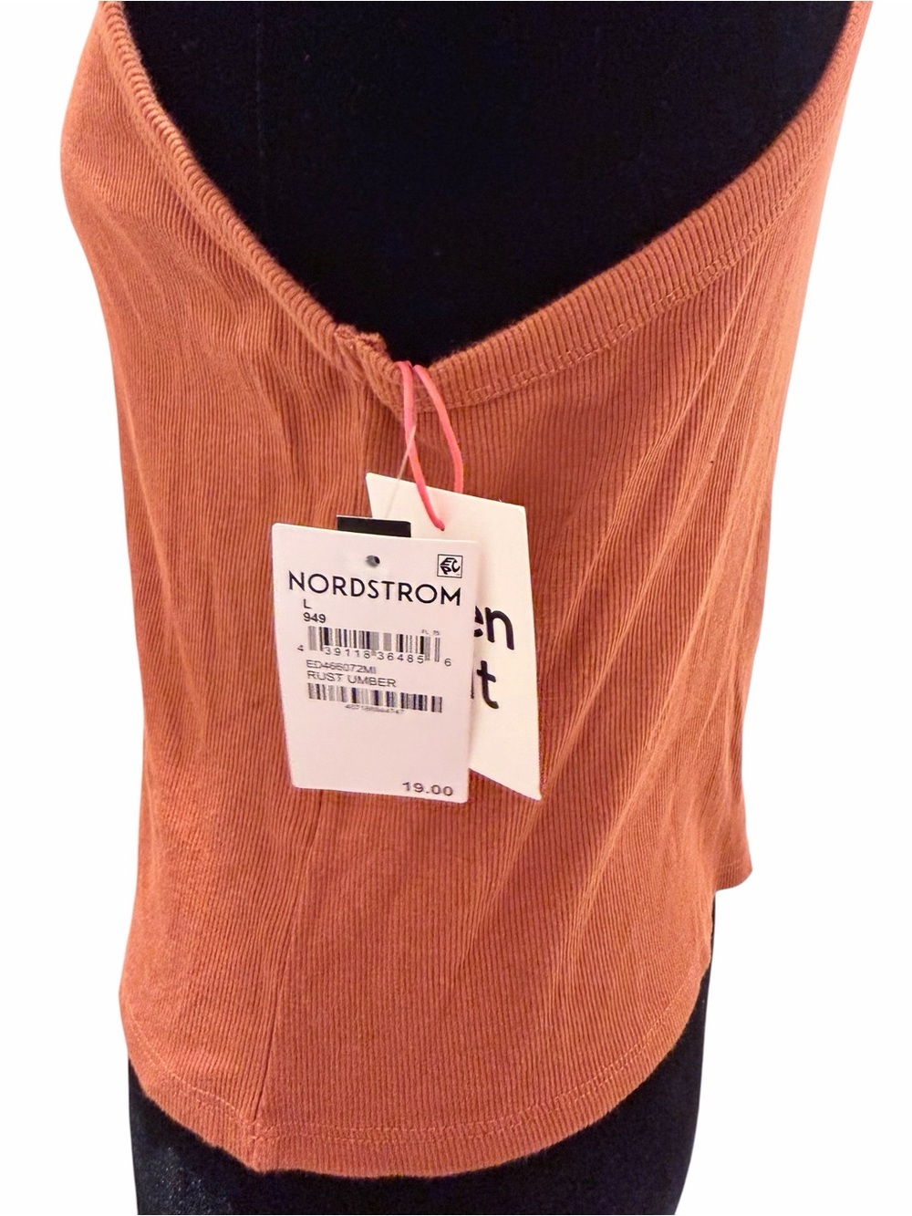 Open Edit Rust Orange Ribbed Tank Top - Picture 3 of 6